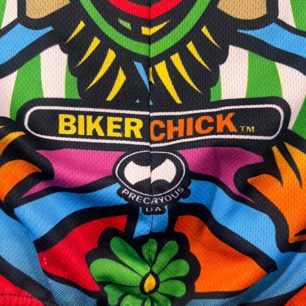 World Jerseys Hippy Chick Biker Chick Cycling Jersey Owl Peace Multi Color L - Picture 7 of 8